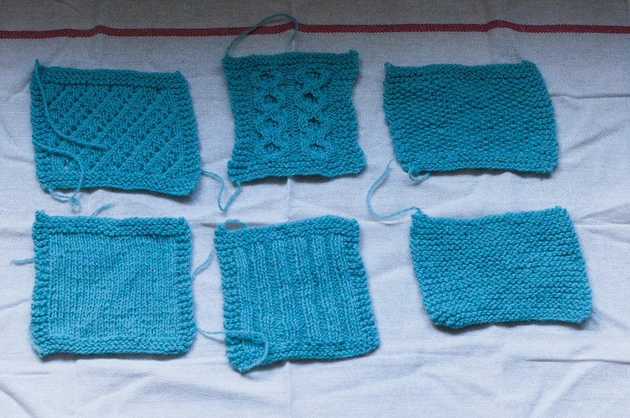 Six blocked textured swatches